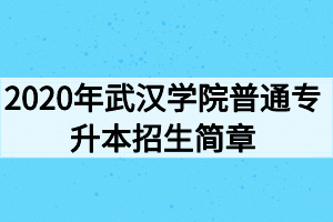 2020年武漢學(xué)院普通專升本招生簡章 2020年武漢學(xué)院普通專升本招生簡章