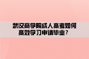 武漢商學(xué)院成人高考如何高效學(xué)習(xí)申請畢業(yè)？