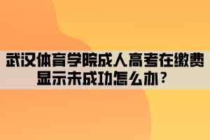 武漢體育學院成人高考在繳費顯示未成功怎么辦？