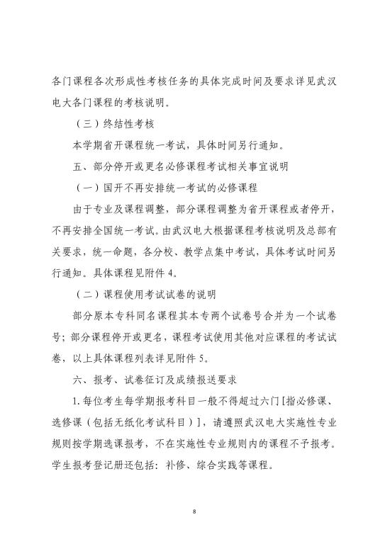 2020年武漢廣播電視大學(xué)春季學(xué)期期末考試安排 (8)