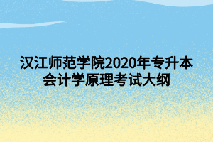 漢江師范學(xué)院2020年專升本會計學(xué)原理考試大綱