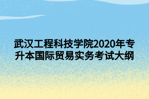 武漢工程科技學(xué)院2020年專升本國(guó)際貿(mào)易實(shí)務(wù)考試大綱