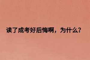 讀了成考好后悔啊，為什么？