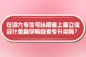 在讀大專生可以報考上海立信會計金融學院自考專升本嗎？