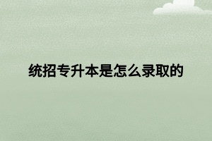 統(tǒng)招專(zhuān)升本是怎么錄取的 統(tǒng)招專(zhuān)升本是怎么錄取的