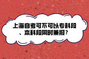 上海自考可不可以?？贫?、本科段同時(shí)兼報(bào)？