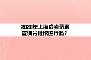 2020年上海成考錄取查詢分批次進行嗎？