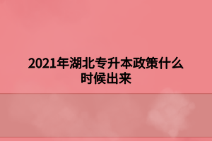 2021年湖北專升本政策什么時(shí)候出來(lái)
