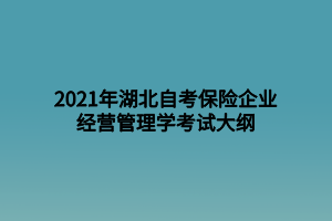 2021年湖北自考保險(xiǎn)企業(yè)經(jīng)營(yíng)管理學(xué)考試大綱 2021年湖北自考保險(xiǎn)企業(yè)經(jīng)營(yíng)管理學(xué)考試大綱