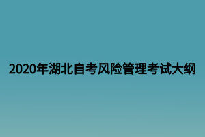 2020年湖北自考風(fēng)險管理考試大綱 2020年湖北自考風(fēng)險管理考試大綱