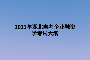 2021年湖北自考企業(yè)融資學(xué)考試大綱 2021年湖北自考企業(yè)融資學(xué)考試大綱