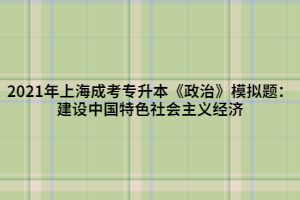 2021年上海成考專升本《政治》模擬題:建設中國特色社會主義經(jīng)濟 2021年上海成考專升本《政治》模擬題:建設中國特色社會主義經(jīng)濟