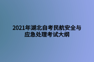 2021年湖北自考民航安全與應(yīng)急處理考試大綱 2021年湖北自考民航安全與應(yīng)急處理考試大綱