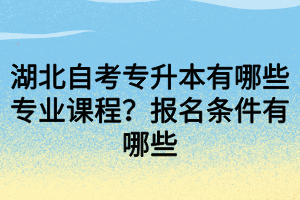湖北自考專升本有哪些專業(yè)課程？報(bào)名條件有哪些