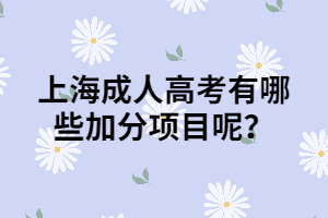 上海成人高考有哪些加分項目呢？