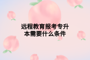 遠(yuǎn)程教育報(bào)考專升本需要什么條件 遠(yuǎn)程教育報(bào)考專升本需要什么條件