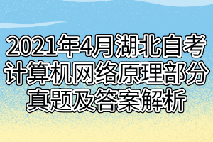 2021年4月湖北自考計算機網(wǎng)絡(luò)原理部分真題及答案解析