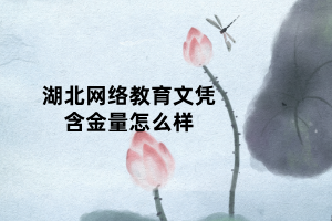 湖北網(wǎng)絡教育文憑含金量怎么樣 湖北網(wǎng)絡教育文憑含金量怎么樣
