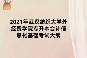 2021年武漢紡織大學外經貿學院專升本會計信息化基礎考試大綱 2021年武漢紡織大學外經貿學院專升本會計信息化基礎考試大綱