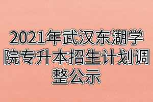 2021年武漢東湖學院專升本招生計劃調(diào)整公示 2021年武漢東湖學院專升本招生計劃調(diào)整公示
