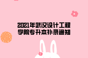 2021年武漢設(shè)計工程學(xué)院專升本補(bǔ)錄通知