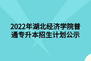 2022年湖北經(jīng)濟學院普通專升本招生計劃公示 2022年湖北經(jīng)濟學院普通專升本招生計劃公示