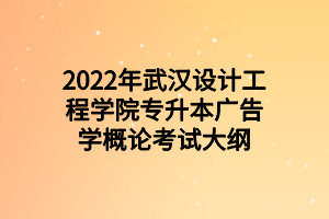 2022年武漢設(shè)計(jì)工程學(xué)院專(zhuān)升本廣告學(xué)概論考試大綱 2022年武漢設(shè)計(jì)工程學(xué)院專(zhuān)升本廣告學(xué)概論考試大綱