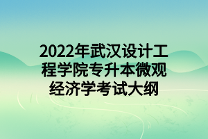 2022年武漢設(shè)計工程學(xué)院專升本微觀經(jīng)濟學(xué)考試大綱