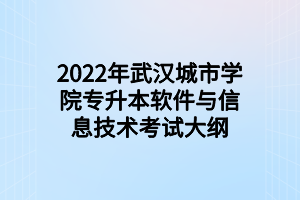 2022年武漢城市學院專升本軟件與信息技術考試大綱